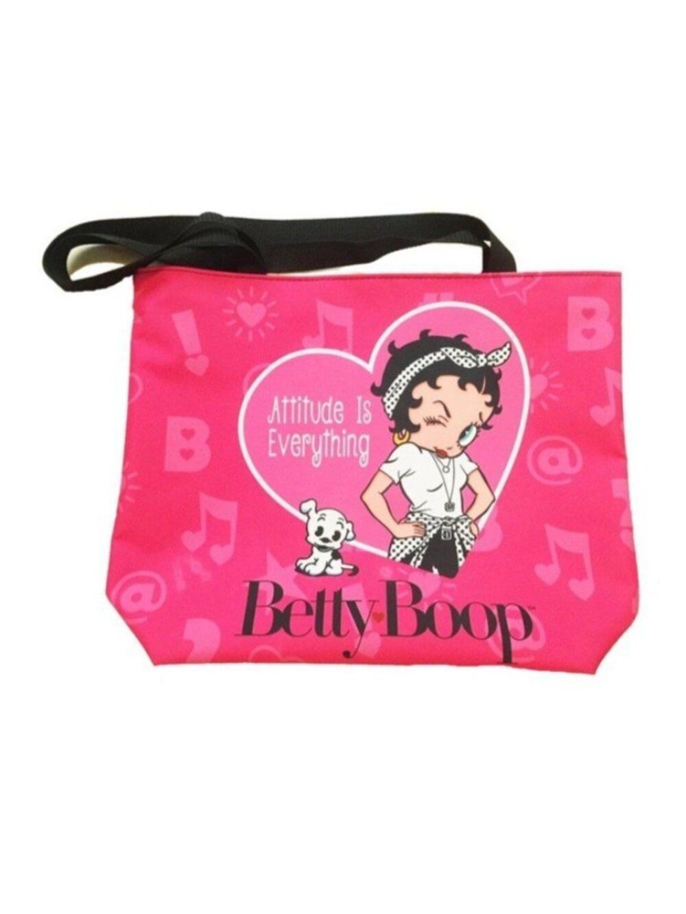 Betty Boop Pink Tote Bag Attitude is Everything Zipper Closure Shoulder Bag NWT